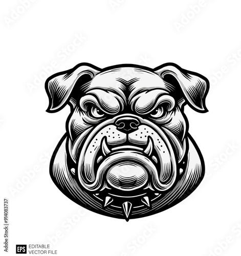 Cartoon of bulldog illustration design vector black and white
