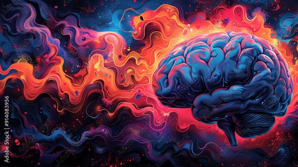 Abstract brain illustration. Colorful Abstract brain illustration. Colorful