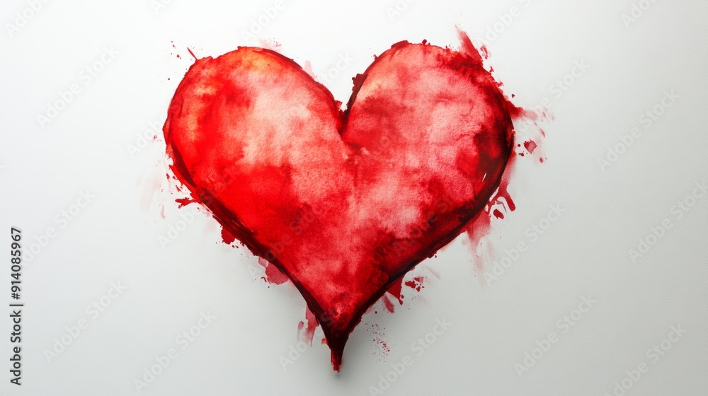 3D Watercolor Red Heart with Bold Outlines - Isolated Clipart 3D Watercolor Red Heart with Bold Outlines - Isolated Clipart