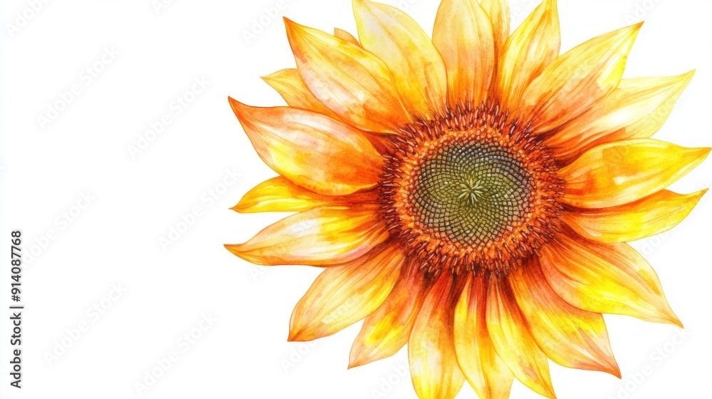 Obraz premium 3D Watercolor Sunflower - Yellow & Orange - Detailed Art