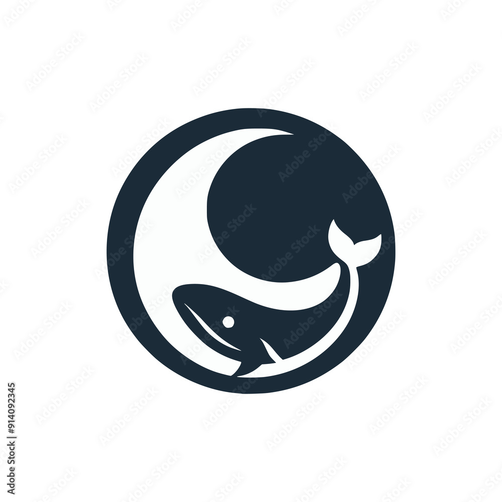 moon and whale logo vector illustration template design moon and whale logo vector illustration template design