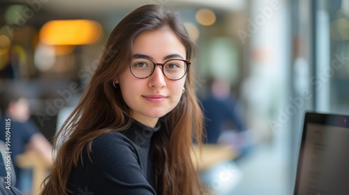Portrait of a Young Female Professional Engaged in Computer Work