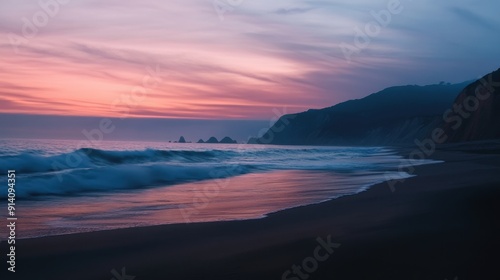 Tranquil Beach at Twilight Wallpaper