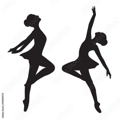 Canvas Print silhouettes of dancing girls vector illustration