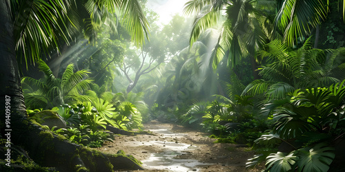 Tropical forest for product presentation background