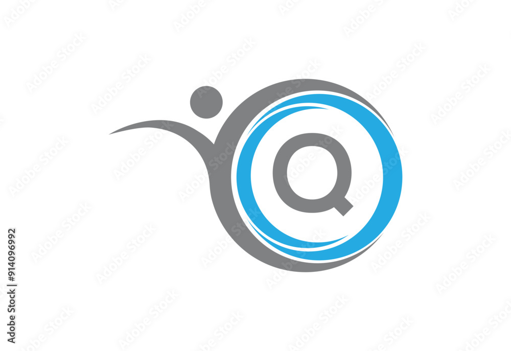 Creative latter Q with man unity combination icon logo Creative latter Q with man unity combination icon logo