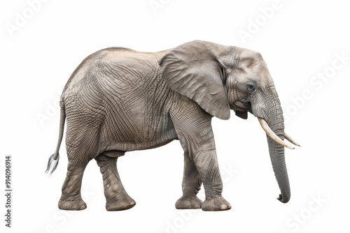 Lonely African Elephant on white background photo