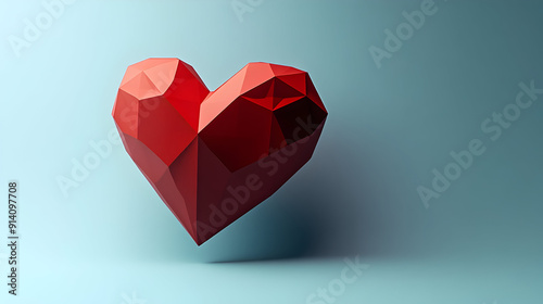 Geometric Heart Created with Shapes, 3D Render