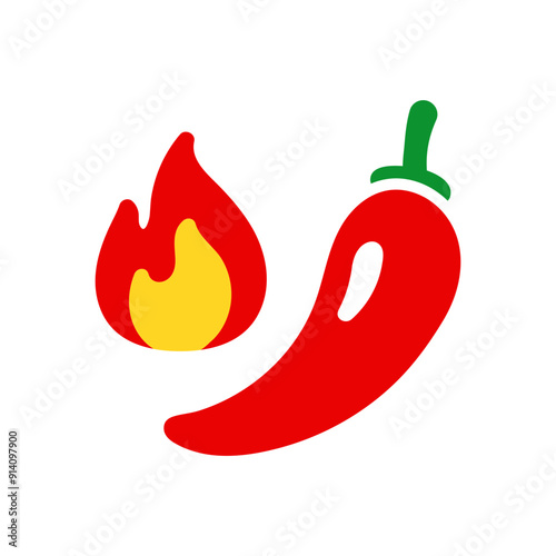 Hot pepper icon. Chili peper icon. Burning hot pepper illustration. Spicy food symbol. Hot food sign.