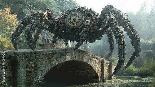 Clockwork Spider: A Giant Mechanical Marvel - Steampunk Art photo