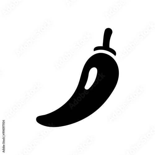 Hot pepper icon. Chili peper icon. Black hot pepper illustration. Spicy food symbol. Hot food sign.
