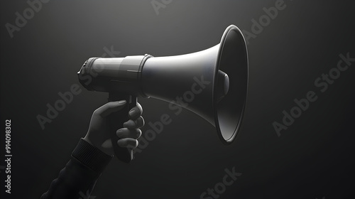 Hand Holding Megaphone, 3D Render