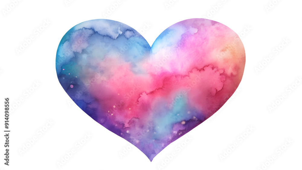 Watercolor heart with soft edges and vibrant, blended colors Watercolor heart with soft edges and vibrant, blended colors