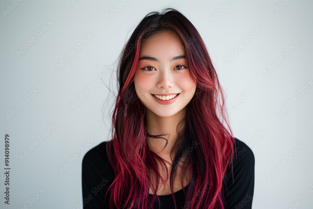 Portrait of beautiful young fashionable Asian woman on white background. Studio shot, copy space Portrait of beautiful young fashionable Asian woman on white background. Studio shot, copy space