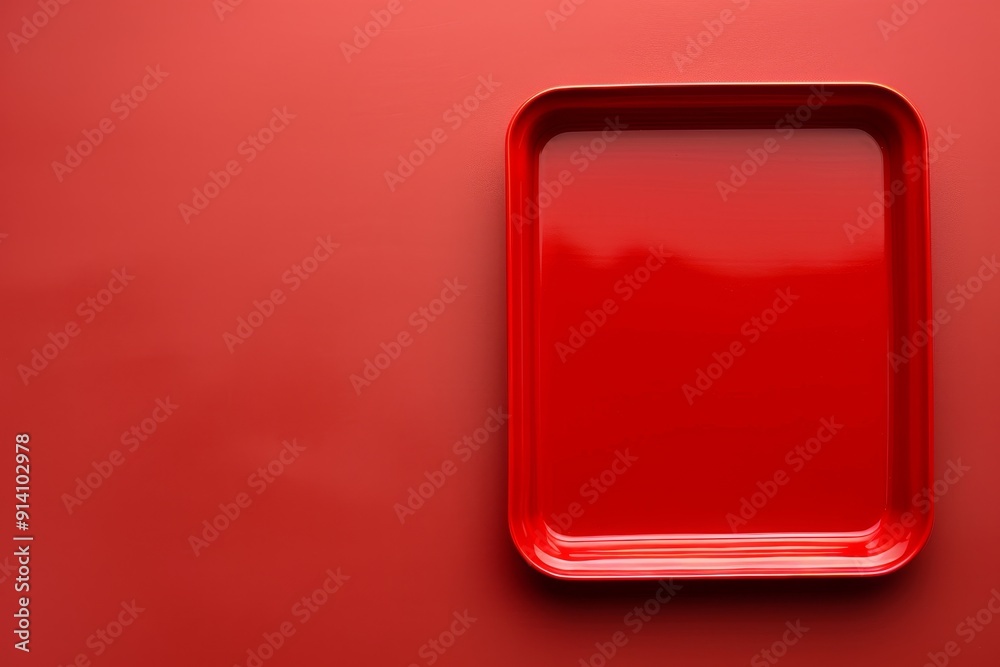 Red tray with empty space for text Red tray with empty space for text