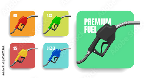 Fueling nozzle gasoline, diesel, gas on background