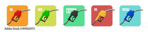 Fueling nozzle gasoline, diesel, gas on background