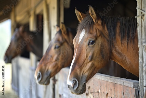 Stabled horses photo