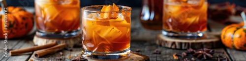 Pumpkin Spice Old Fashioned Cocktail with a Boozy and Refreshing Twist of Cinnamon photo