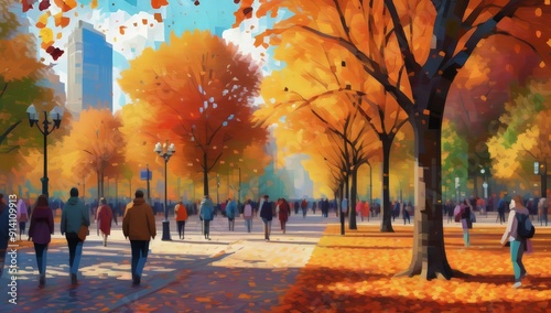 people walking in the park generative ai