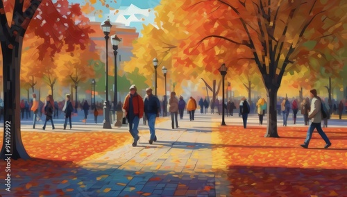 people walking in the park generative ai