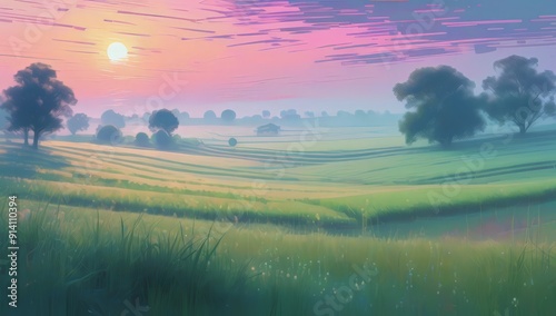 landscape with fog wallpaper generative ai