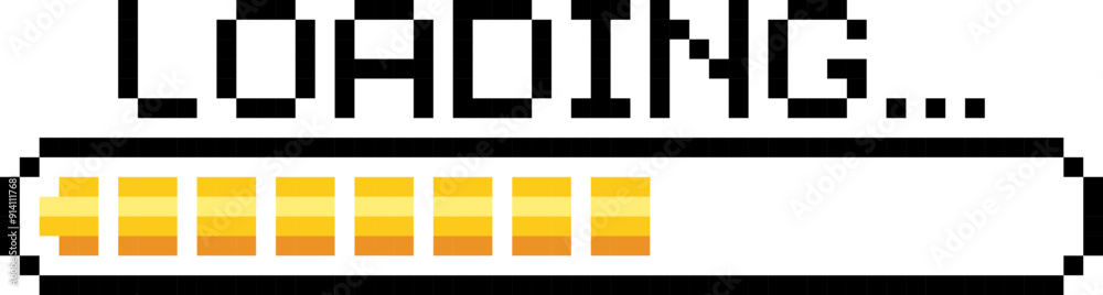 Pixel art 8-bit loading bar concept. Loading or Installing process. Pixel art 8-bit loading bar concept. Loading or Installing process.