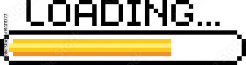 Pixel art 8-bit loading bar concept. Loading or Installing process. 