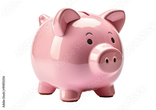 concept of preserving and saving money. Pink piggy bank isolated on a transparent or white background.