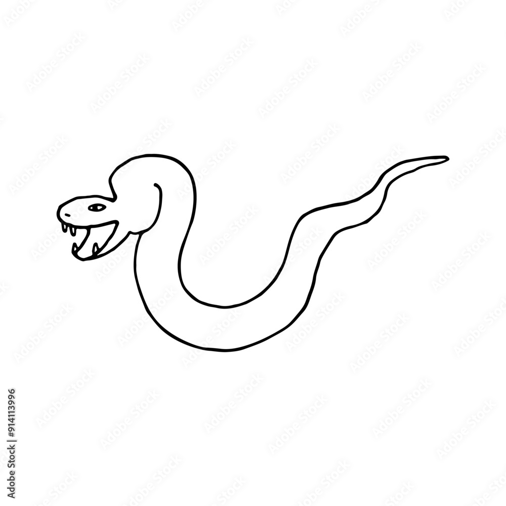 Snake, reptiles, poisonous, scaly. Reptile. Doodle. Vector illustration. Hand drawn. Outline. Snake, reptiles, poisonous, scaly. Reptile. Doodle. Vector illustration. Hand drawn. Outline.
