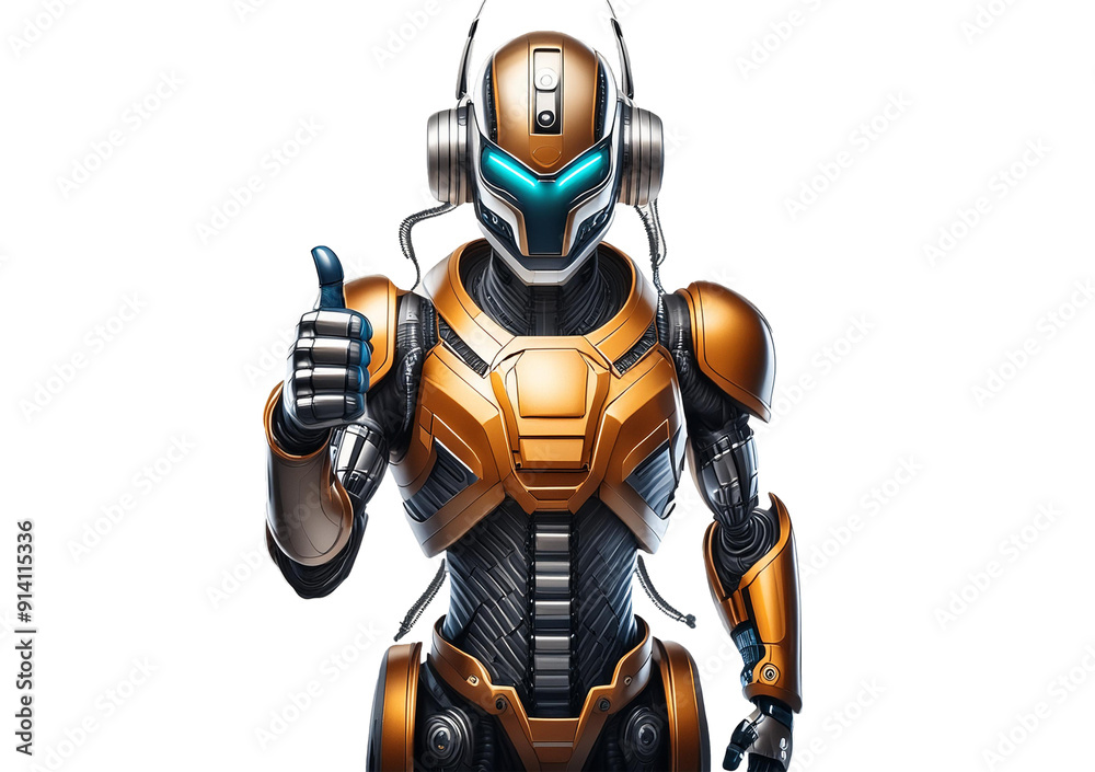 Naklejka premium robots giving thumbs up isolated on a transparent or white background
