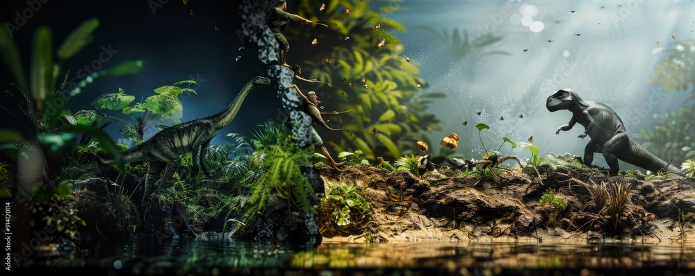 Naklejka premium Evolution of a species adapting to a changing environment, 4K hyperrealistic photo