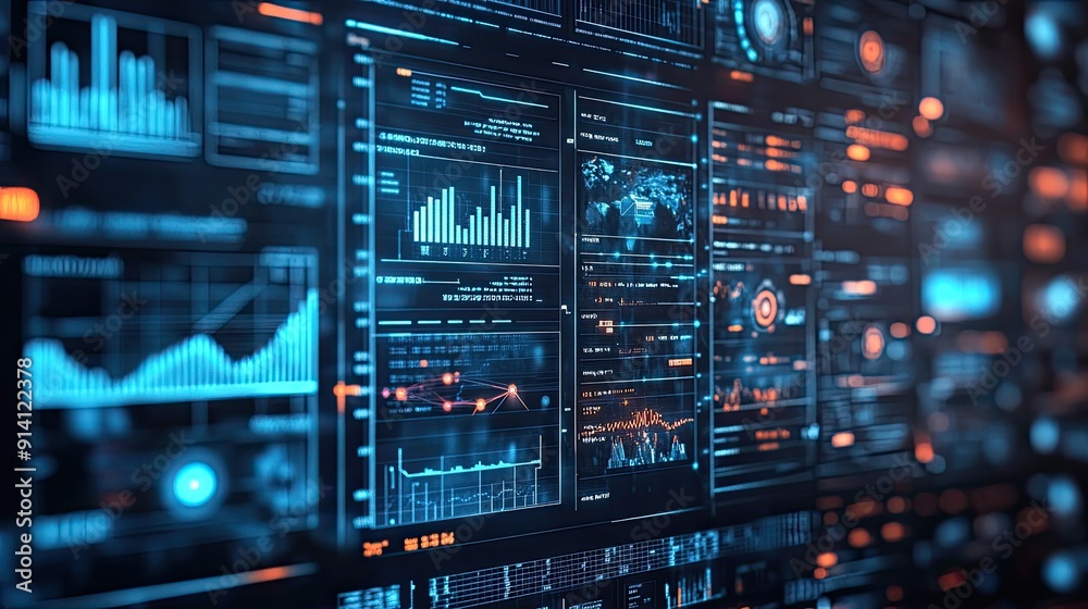 A digital interface showing big data analytics and customer insights, symbolizing the use of technology in customer service management A digital interface showing big data analytics and customer insights, symbolizing the use of technology in customer service management