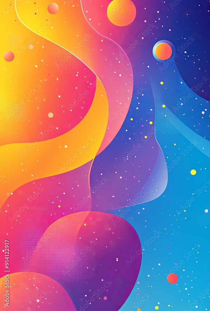 Fototapeta premium A playful abstract background with whimsical shapes and bright, cheerful colors, perfect for a fun and lively design