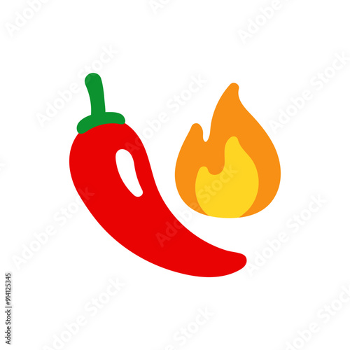 Hot pepper icon. Chili peper icon. Burning hot pepper illustration. Spicy food symbol. Hot food sign.