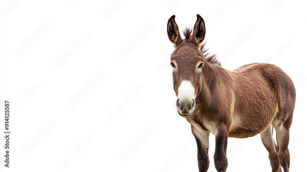 Fototapeta premium Isolated donkey with ample room for text, perfect for agricultural and working animal themes.