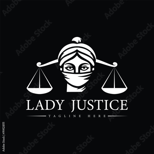 Lady Justice, justitia goddess logo for attorney and law simple clean minimalist modern silhouette statue black icon design