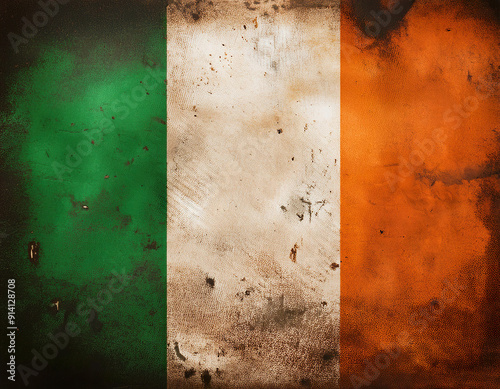 Vintage Grunge-Looking Irish Flag Background, Texture, or Overlay