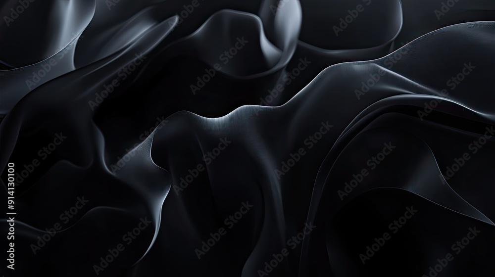 Fototapeta premium Mysterious 3D black background with dark gradients and soft glows, creating an enigmatic and atmospheric effect.