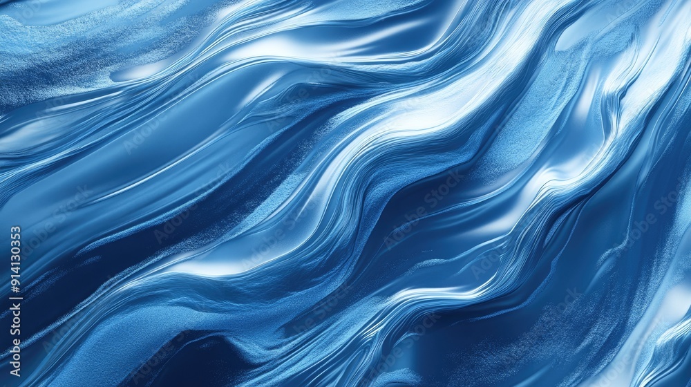 Fototapeta premium Organic 3D blue background with fluid lines and natural textures, creating a harmonious and balanced effect.