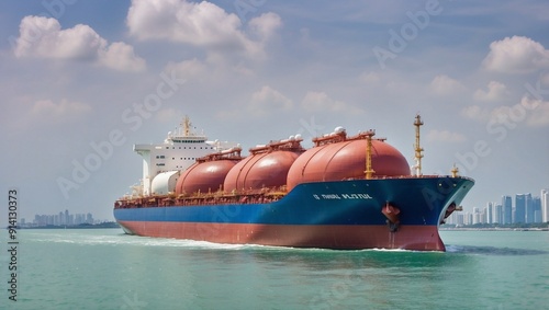 Sea transportation of liquefied petroleum gas lpg tanker is heading to lpg terminal for gas loading.
