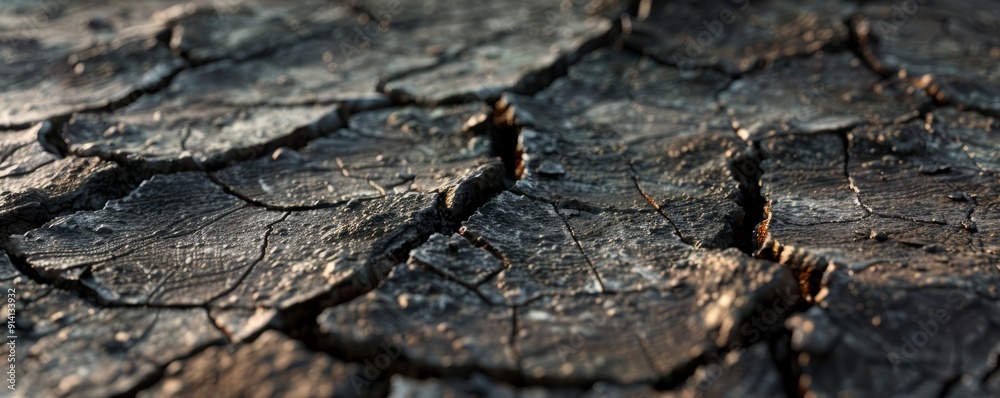 Cracked dry earth with deep fissures, 4K hyperrealistic photo Cracked dry earth with deep fissures, 4K hyperrealistic photo