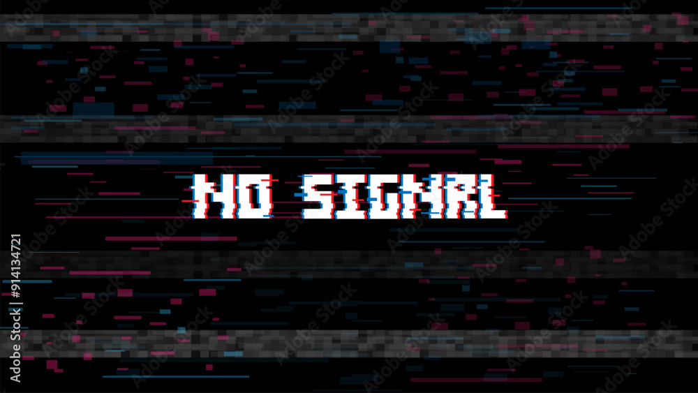 Fototapeta premium No signal glitch on dark background.