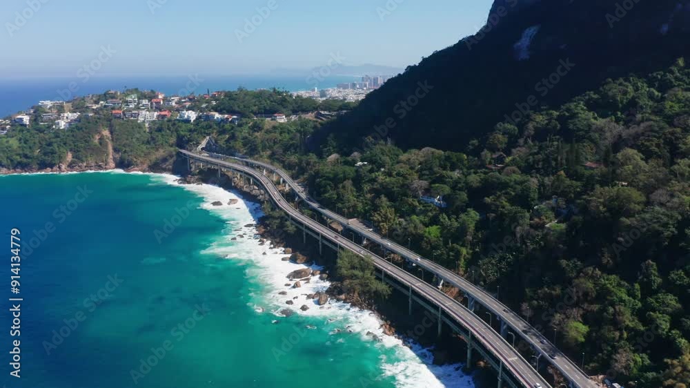 Aerial view of Joá in Rio de Janeiro, Brazil, showing the coastline and houses. Aerial view of Joá in Rio de Janeiro, Brazil, showing the coastline and houses.