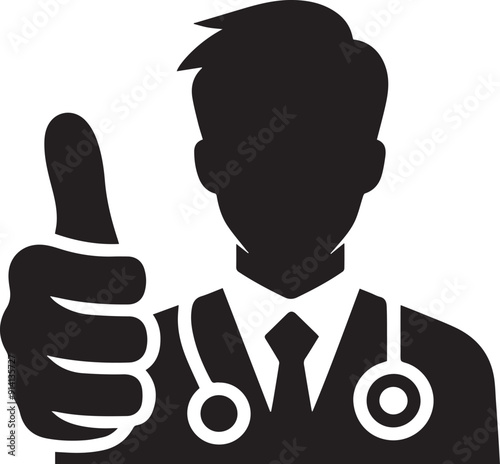 doctor thumbs up vector silhouette illustration