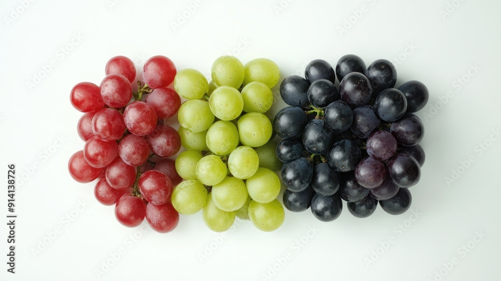 A collection of different colored grapes--green, red, and black