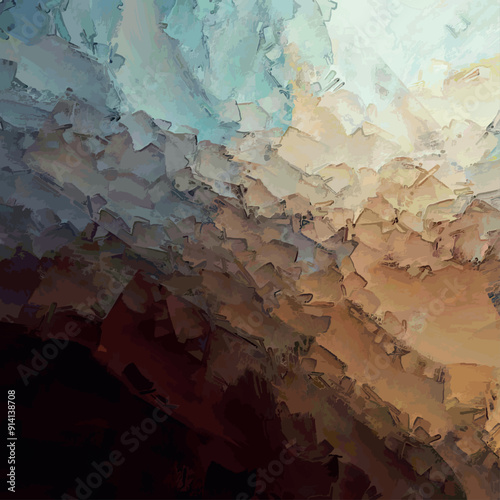 layered shadow brush stroke tilted style concept wall mural blended abstract bright and pale earth color left vector tone