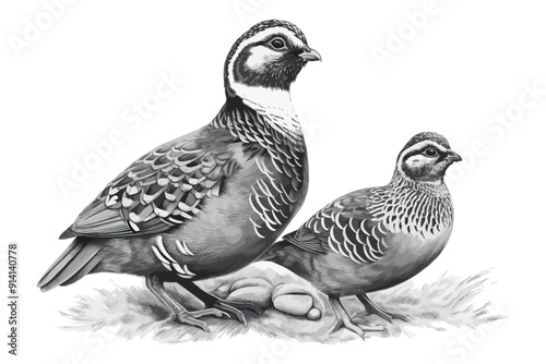 Hand drawn partridge illustration. Background with bird.