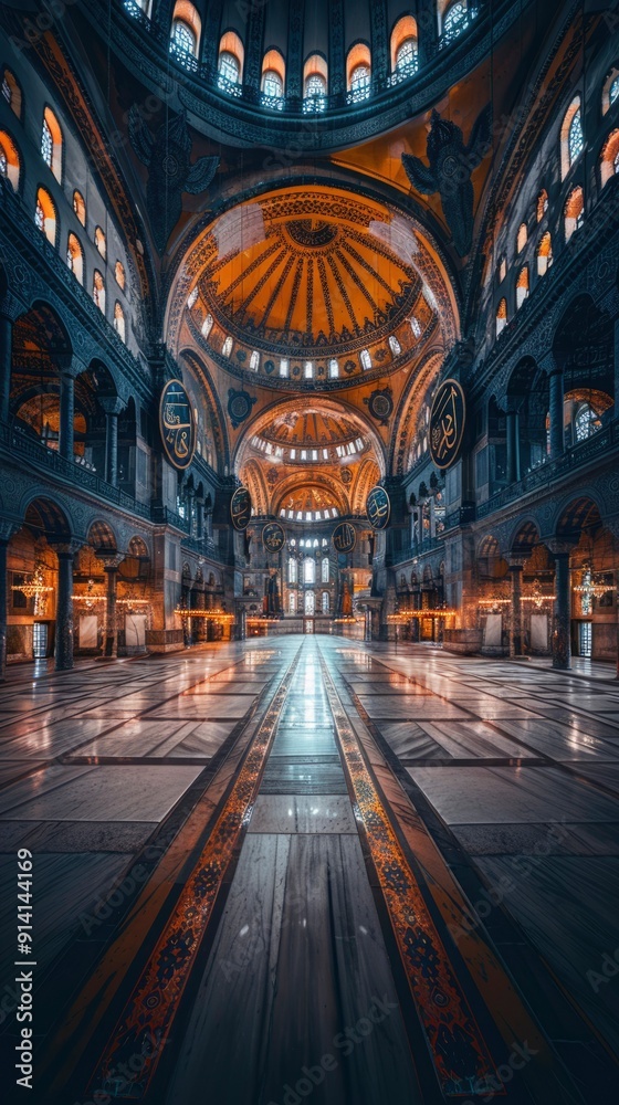 Obraz premium A Narrow Pathway Leading Towards The Center Of Hagia Sophia