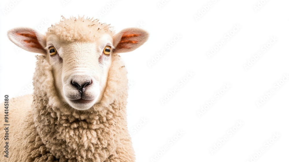 Sheep isolated on a plain background, providing ample room for text and farm-related content. Sheep isolated on a plain background, providing ample room for text and farm-related content.